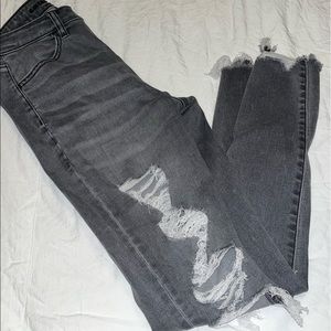 Gray American Eagle super hi-rise jeans